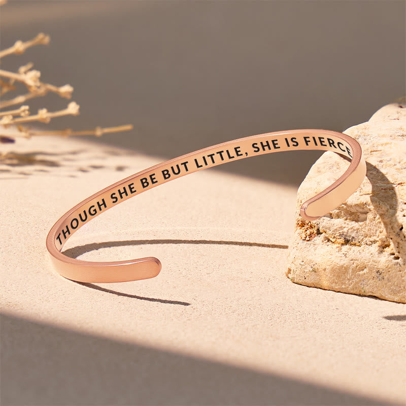 FuAttract Though She Be But Little, She Is Fierce Stainless Steel Engraved Bracelet - image 3