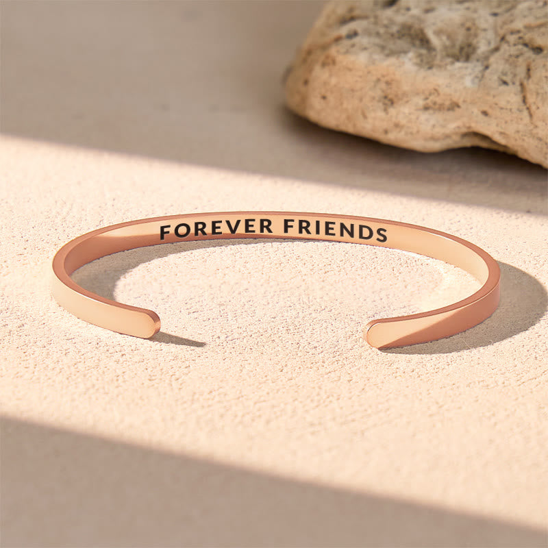 FuAttract Forever Friends Strength Harmony Stainless Steel Engraved Bracelet - Rose Gold - Inside - Men (17.5-19cm) - image 7