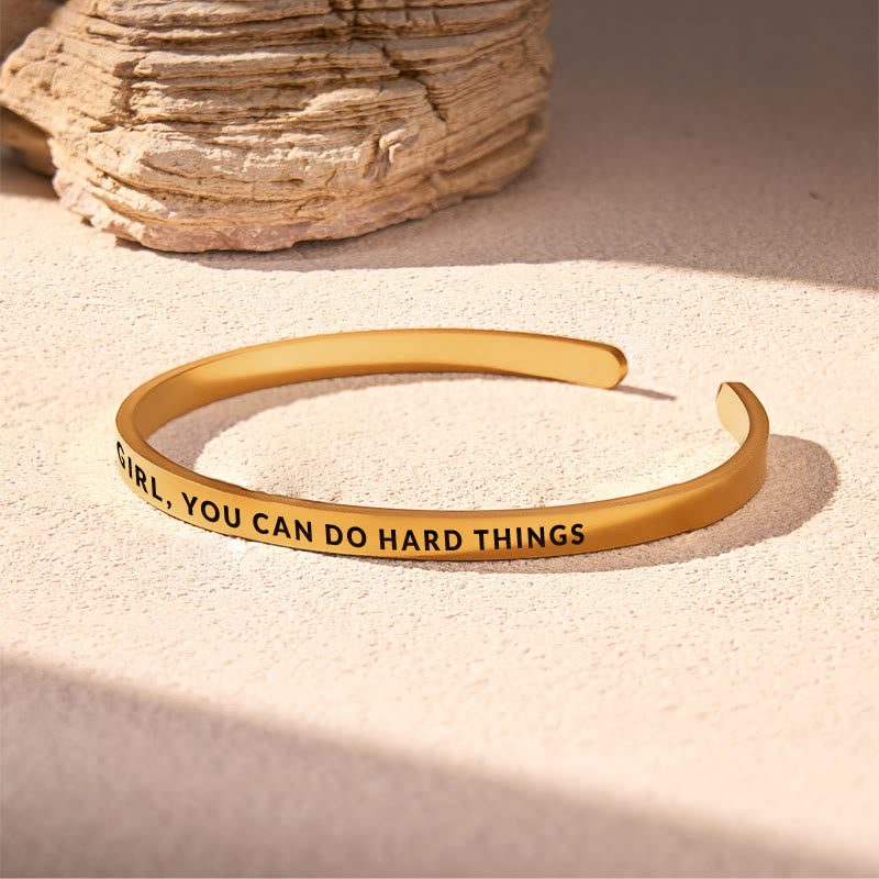 FuAttract Beautiful Girl, You Can Do Hard Things Stainless Steel Engraved Bracelet - image 2