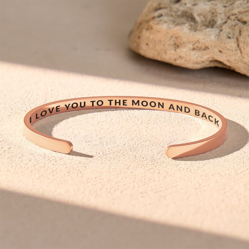 FuAttract I Love You to the Moon and Back Stainless Steel Engraved Bracelet - Rose Gold - Inside - Men (17.5-19cm) - image 7