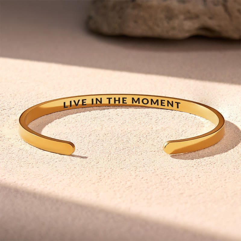 FuAttract Live in the Moment Peace Harmony Stainless Steel Engraved Bracelet - Gold - Inside - Men (17.5-19cm) - image 4