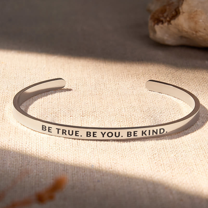 FuAttract Be True. Be You. Be Kind Stainless Steel Engraved Bracelet - Silver - Outside - Men (17.5-19cm) - image 5