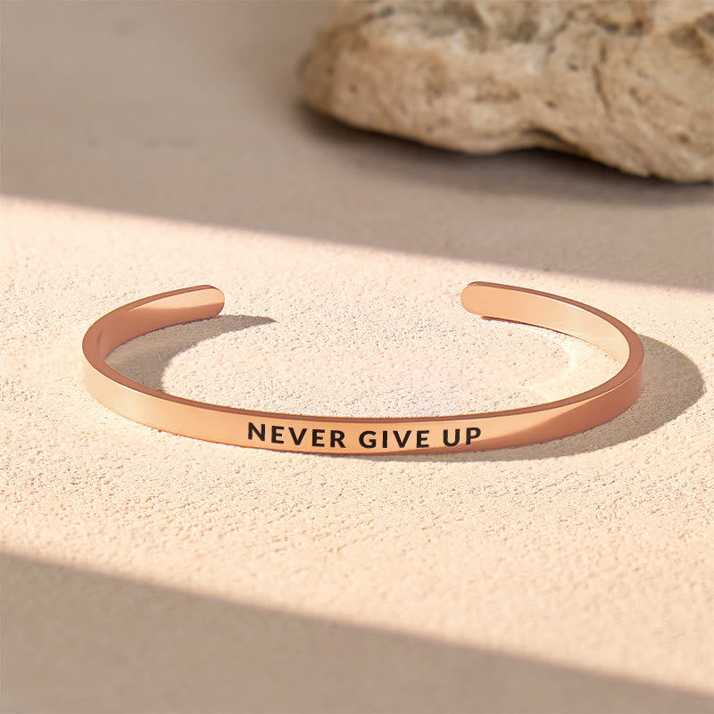 FuAttract Never Give Up Courage Stainless Steel Engraved Bracelet - Rose Gold - Outside - Men (17.5-19cm) - image 7