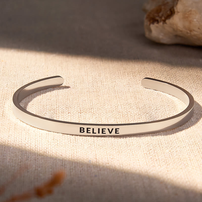 FuAttract Believe Hope Growth Stainless Steel Engraved Bracelet - Silver - Outside - Men (17.5-19cm) - image 0