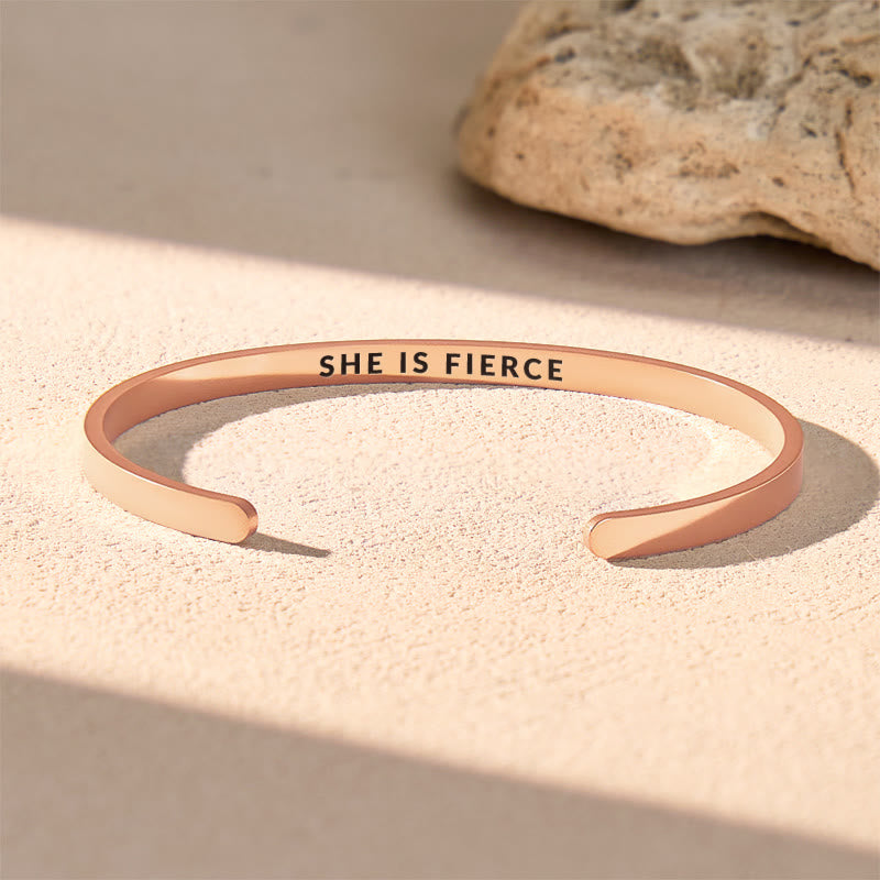 FuAttract She Is Fierce – Inner Strength Stainless Steel Engraved Bracelet - Rose Gold - Inside - image 9