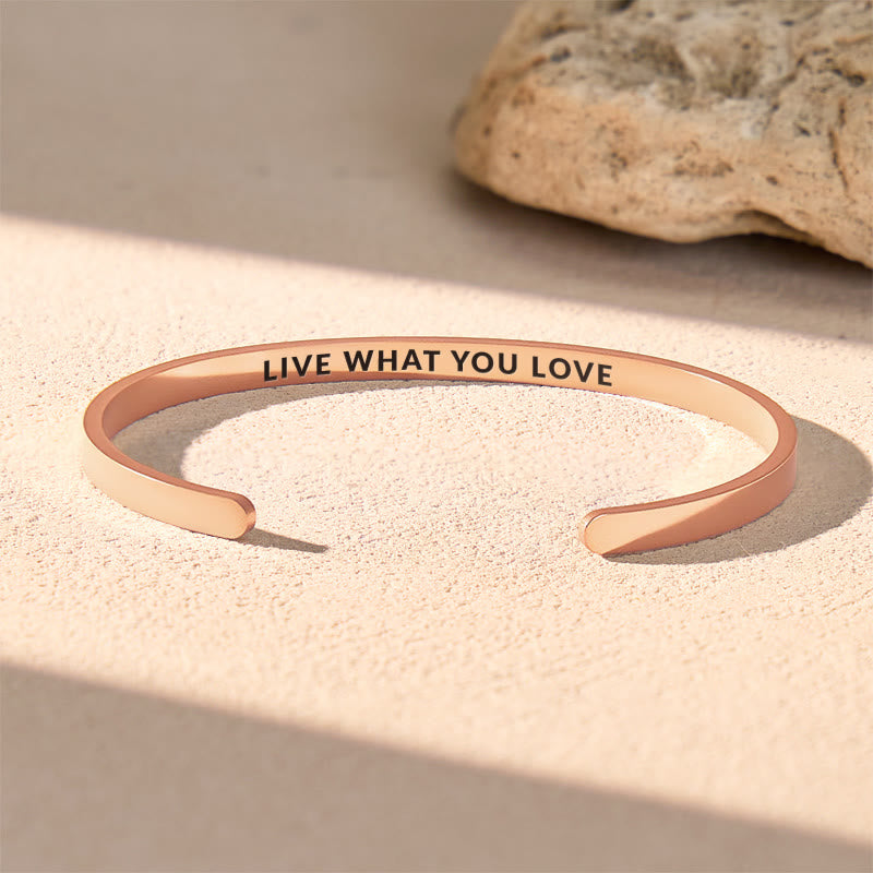 FuAttract Live What You Love Passion & Joy Stainless Steel Engraved Bracelet - Rose Gold - Inside - Men (17.5-19cm) - image 9