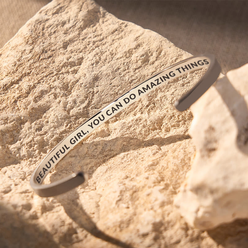 FuAttract Beautiful Girl, You Can Do Amazing Things Stainless Steel Engraved Bracelet - image 4