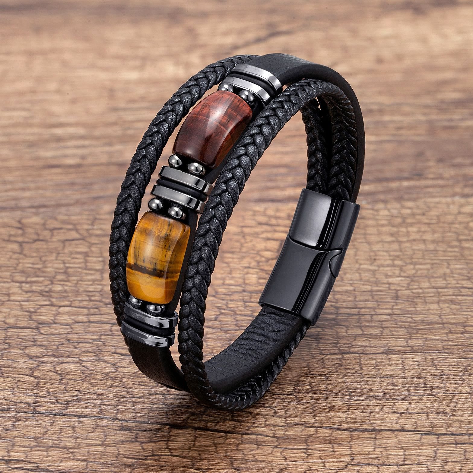 FuAttract Wealth & Protection Tiger's Eye Leather Bracelet - Yellow & Red Tiger’s Eye - 23cm - image 11