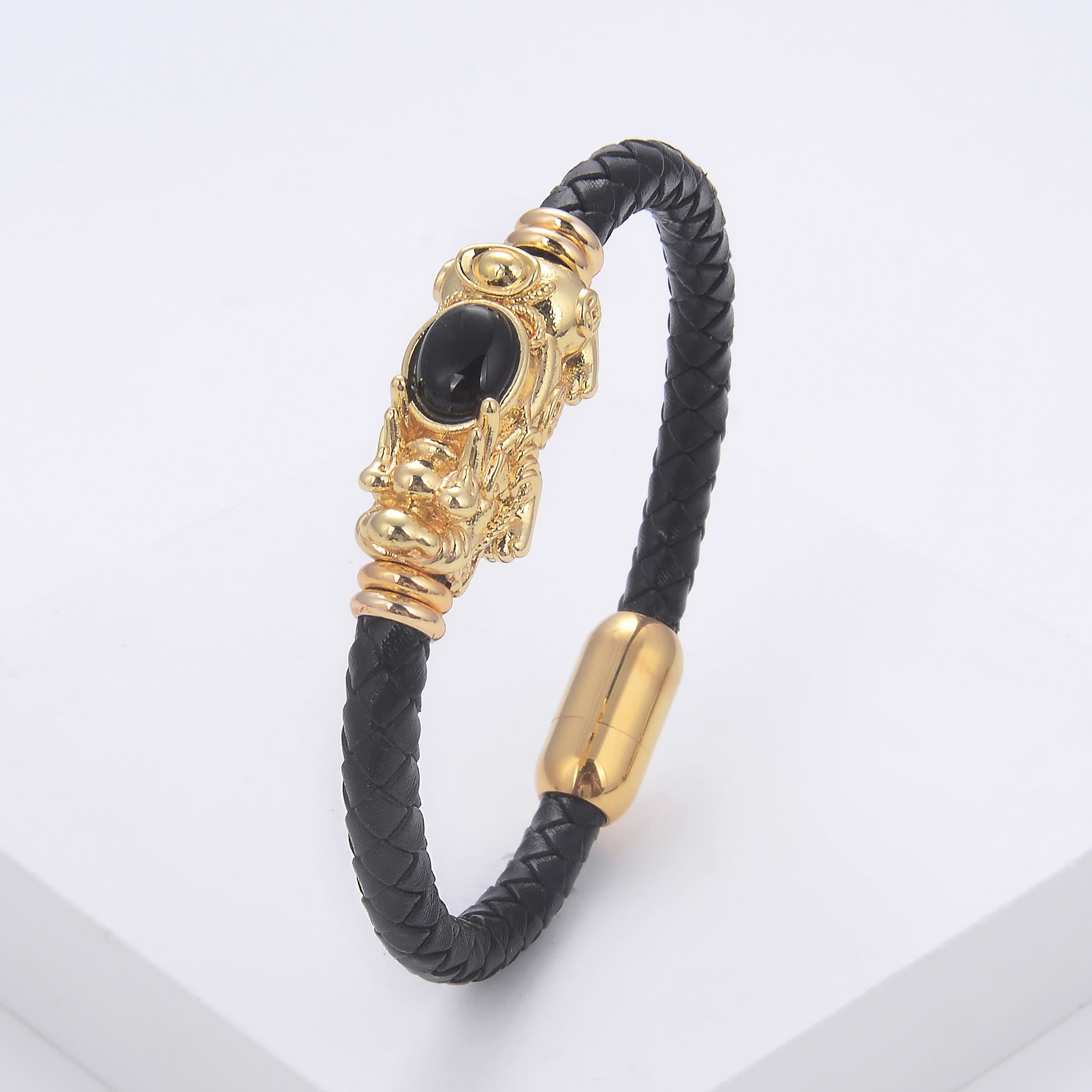 FuAttract Courage & Wealth & Protection Crystal Pixiu Leather Bracelet - Black Obsidian - 23cm - image 11