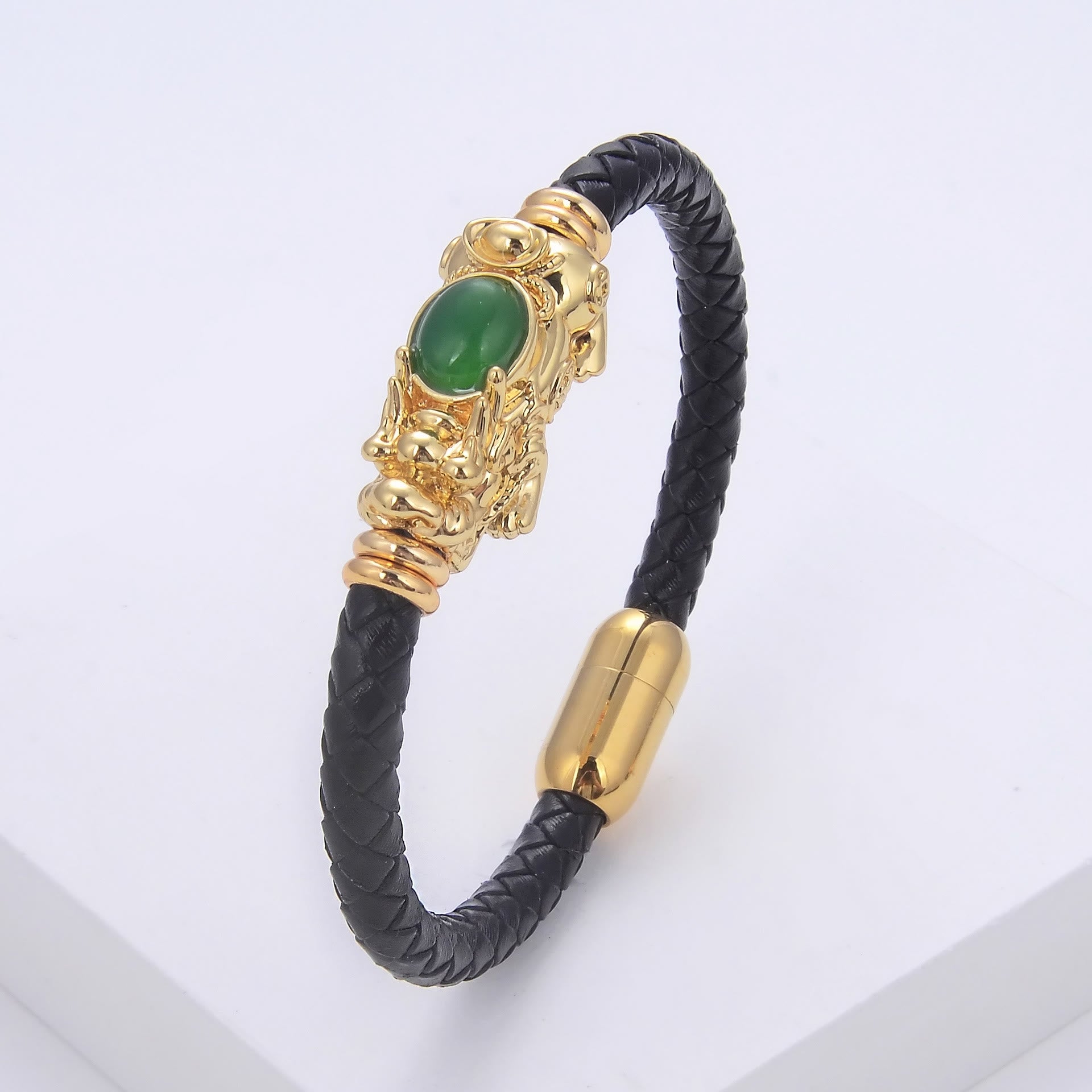 FuAttract Courage & Wealth & Protection Crystal Pixiu Leather Bracelet - Green Aventurine - 23cm - image 9