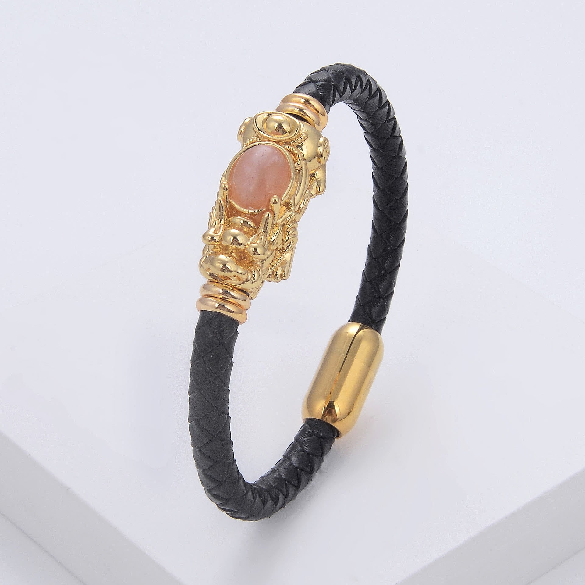 FuAttract Courage & Wealth & Protection Crystal Pixiu Leather Bracelet - Rose Quartz - 23cm - image 14