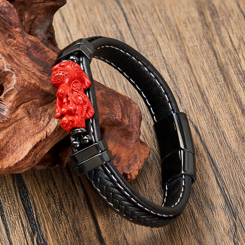 FuAttract Success & Protection Pixiu on Cinnabar Leather Bracelet - image 2