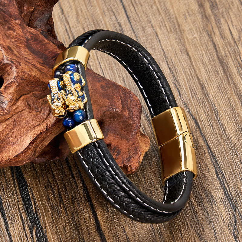 FuAttract Wealth & Protective Energy Pixiu Stainless Steel Leather Bracelet - image 2