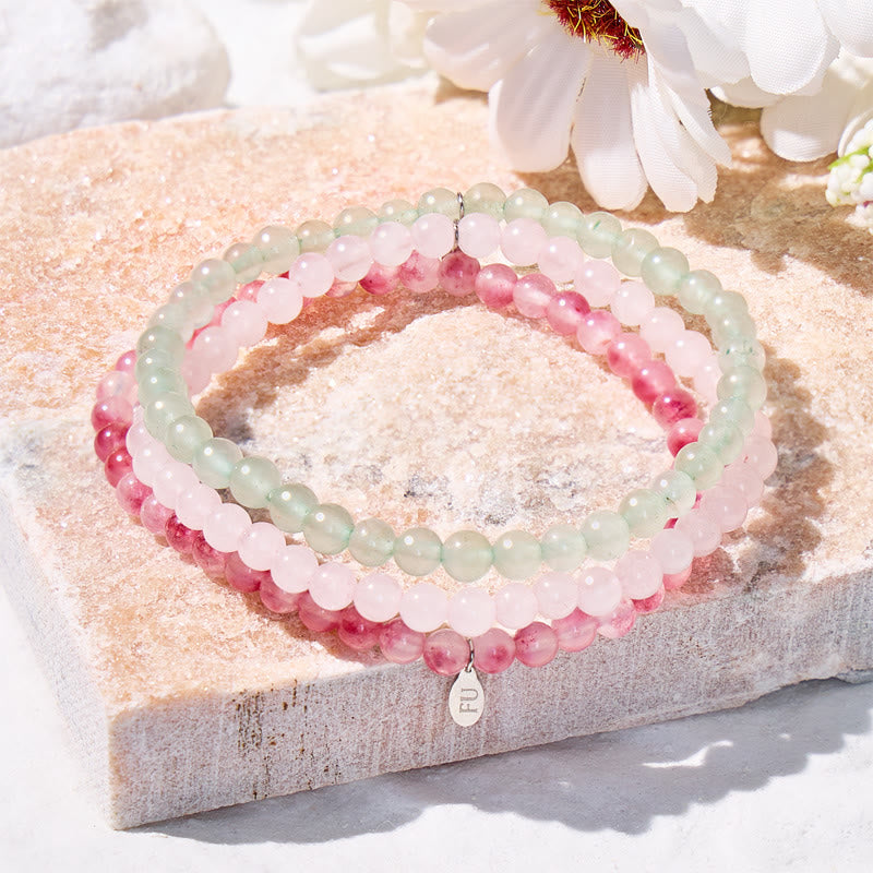 FuAttract Follow Your Heart 3-Piece Stone Bracelet Set with Gift Message Card - 20cm - image 0