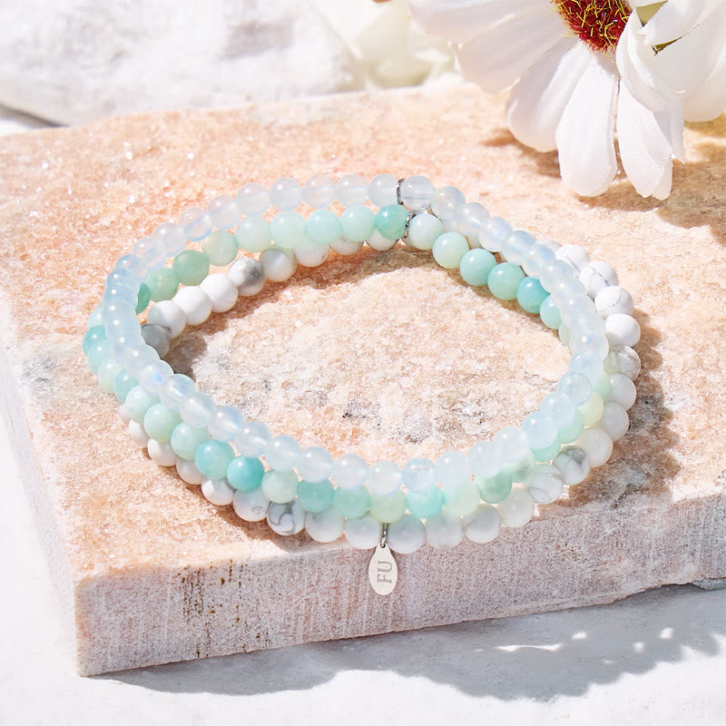 FuAttract Bring Ocean Energy 3-Piece Stone Bracelet Set with Gift Message Card - 20cm - image 0