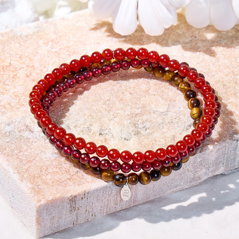 FuAttract Ignite Your Passion 3-Piece Stone Bracelet Set with Gift Message Card - 20cm - image 0