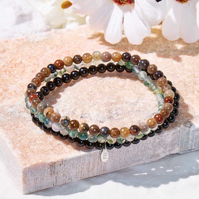 FuAttract Connect With Nature 3-Piece Stone Bracelet Set with Gift Message Card - 20cm - image 0