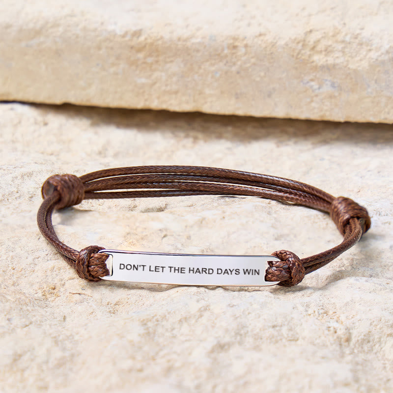FuAttract Don't Let The Hard Days Win Stainless Steel Engraved Waxed Cord Bracelet - image 2