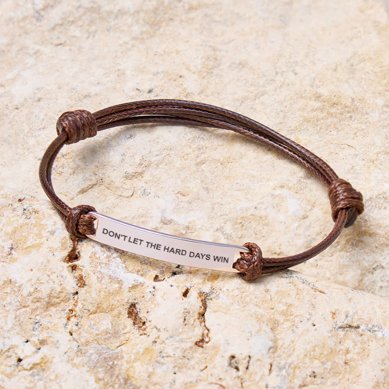 FuAttract Don't Let The Hard Days Win Stainless Steel Engraved Waxed Cord Bracelet - image 1