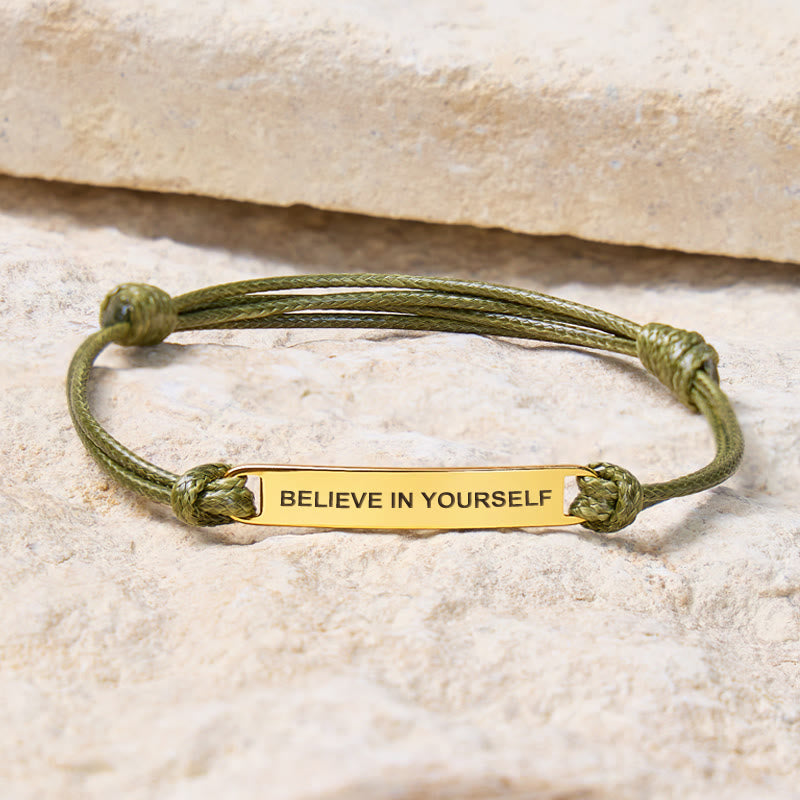 FuAttract Believe In Yourself Stainless Steel Engraved Waxed Cord Bracelet - image 1