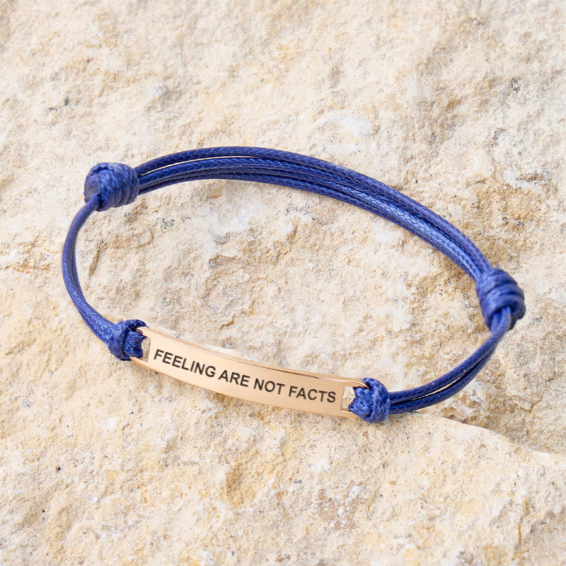 FuAttract Feelings Are Not Facts Stainless Steel Engraved Waxed Cord Bracelet - image 1