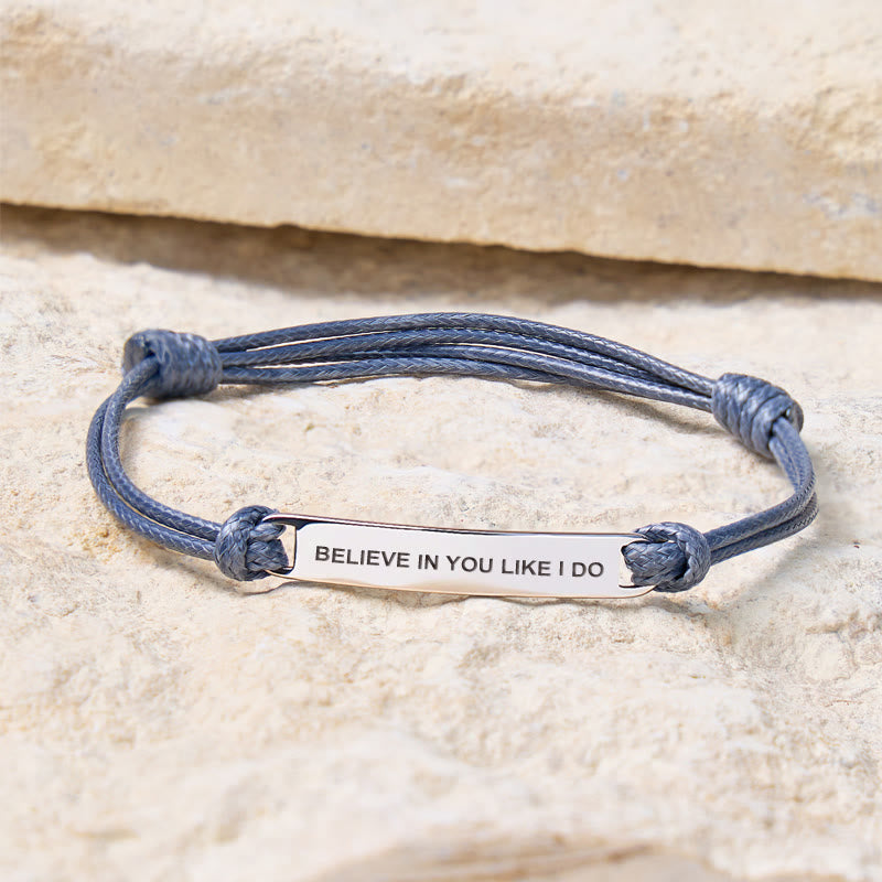 FuAttract Believe In You Like I Do Stainless Steel Engraved Waxed Cord Bracelet - image 2