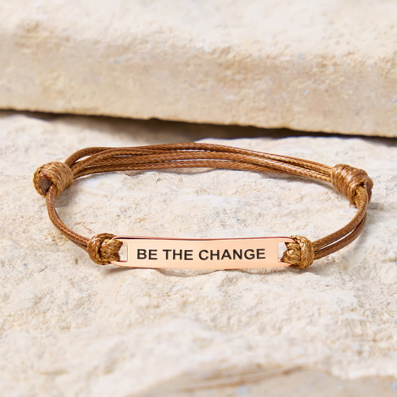 FuAttract Be The Change Stainless Steel Engraved Waxed Cord Bracelet - image 2