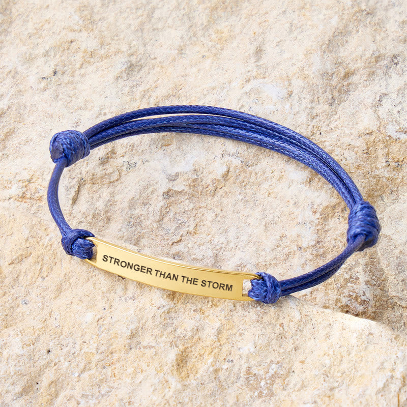 FuAttract Stronger Than The Storm Stainless Steel Engraved Waxed Cord Bracelet - image 2
