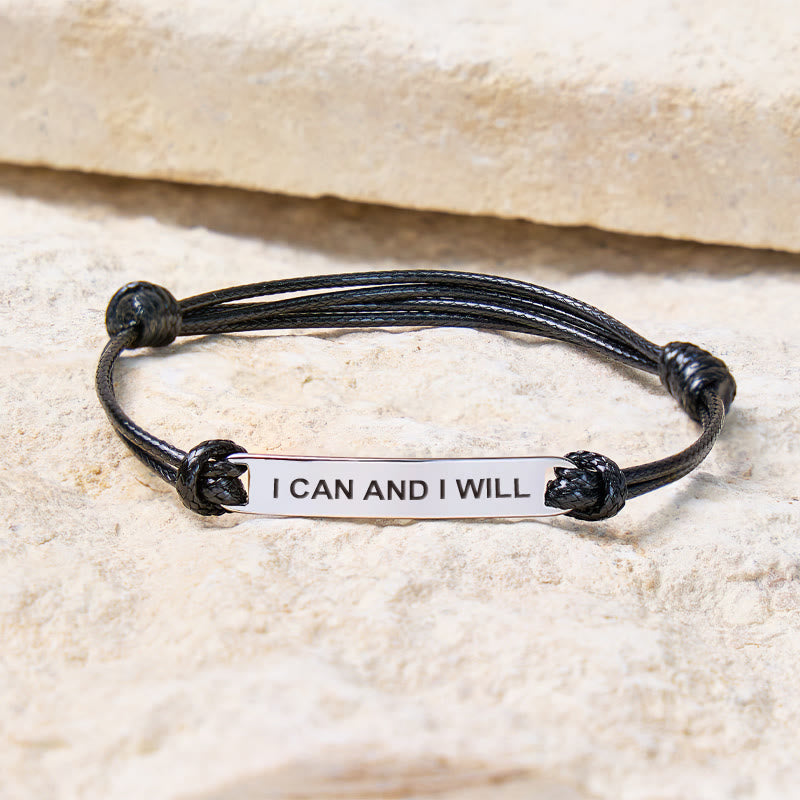 FuAttract I Can And I Will Stainless Steel Engraved Waxed Cord Bracelet - image 2