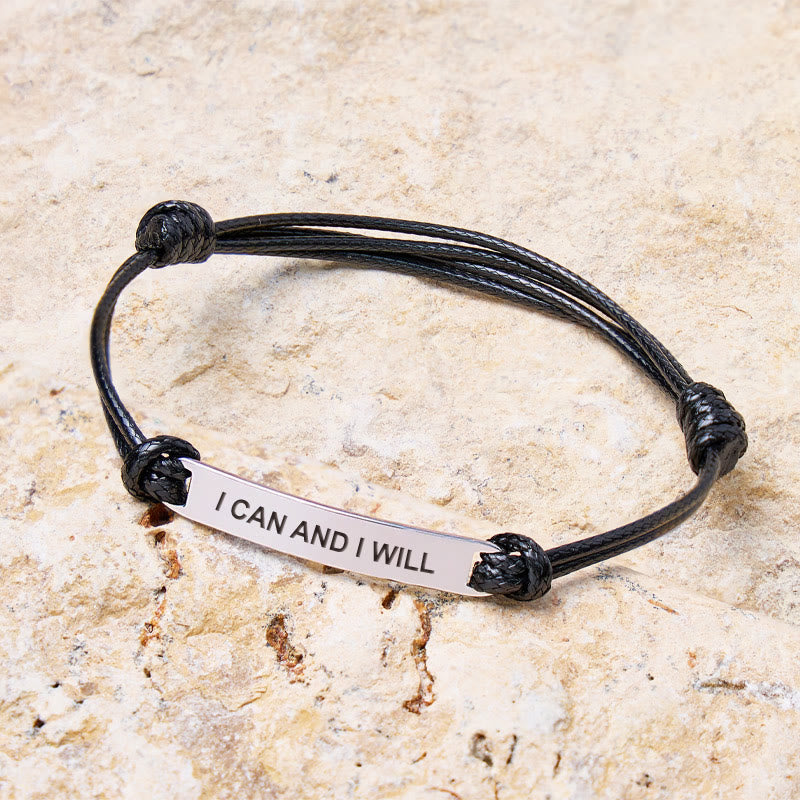 FuAttract I Can And I Will Stainless Steel Engraved Waxed Cord Bracelet - image 1