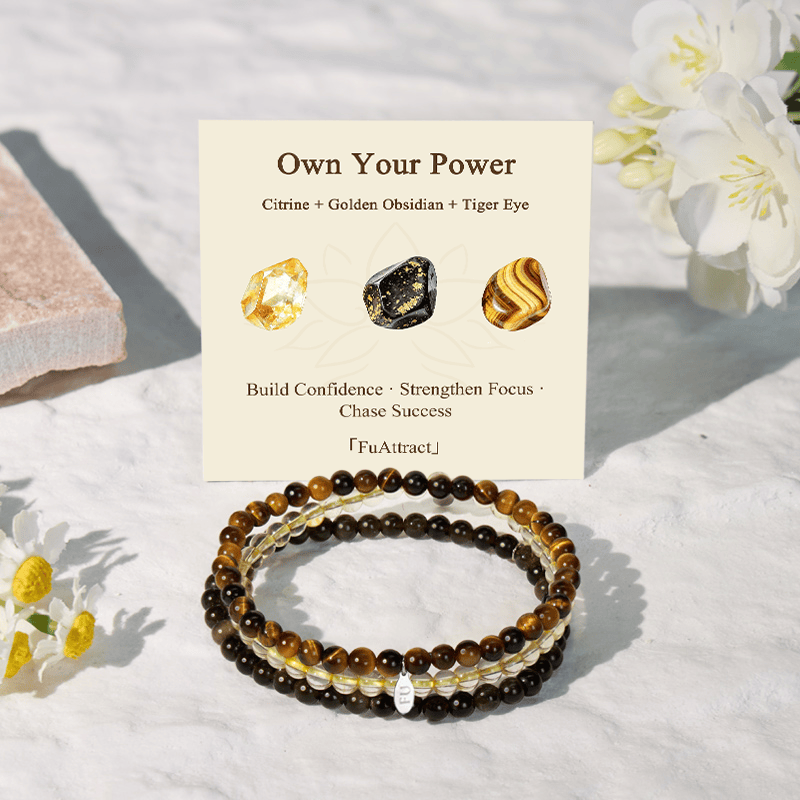 FuAttract Own Your Power 3-Piece Stone Bracelet Set with Gift Message Card - image 1