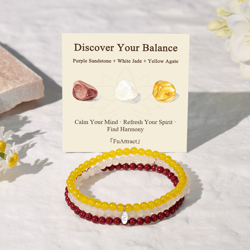 FuAttract Discover Your Balance 3-Piece Stone Bracelet Set with Gift Message Card - image 1