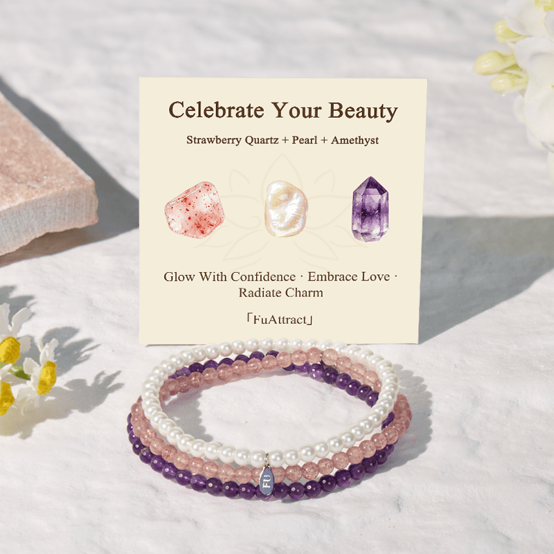 FuAttract Celebrate Your Beauty 3-Piece Stone Bracelet Set with Gift Message Card - image 1