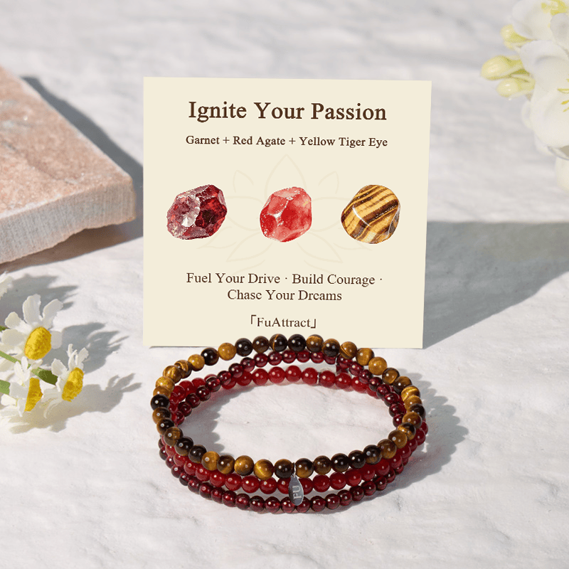 FuAttract Ignite Your Passion 3-Piece Stone Bracelet Set with Gift Message Card - image 1