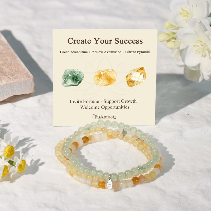 FuAttract Create Your Success 3-Piece Stone Bracelet Set with Gift Message Card - image 1