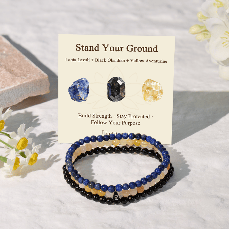 FuAttract Stand Your Ground 3-Piece Stone Bracelet Set with Gift Message Card - image 1
