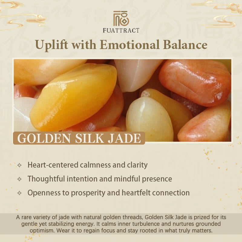 Fuattract Wishbeads Luck & Harmony-Golden Silk Jade Intention Bracelet - image 7