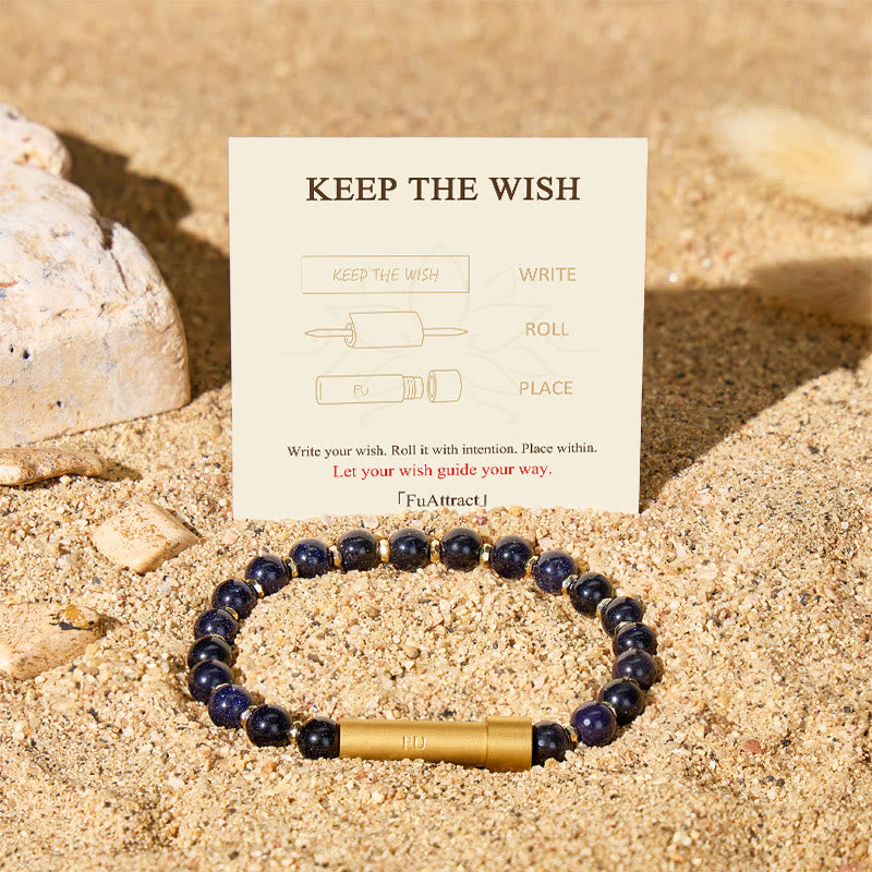 Fuattract Wishbeads Telepathy & Stable–Blue Sandstone Intention Bracelet - image 1