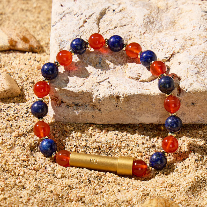 Fuattract Wishbeads Truth & Confidence–Red Agate & Lapis Lazuli Intention Bracelet - image 2