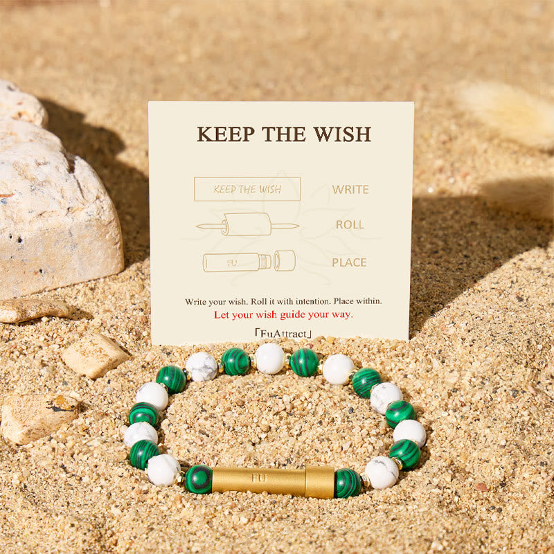 Fuattract Wishbeads Emotional Balance & Protection–Malachite & White Turquoise Intention Bracelet - image 1