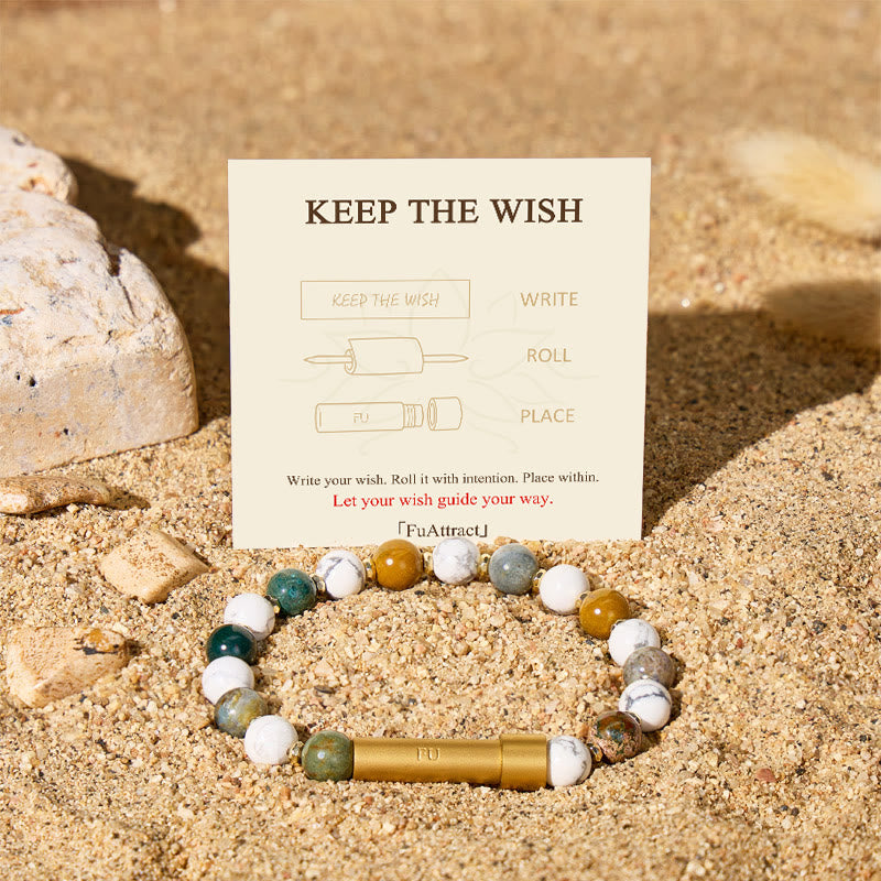 Fuattract Wishbeads Protection & Calm–Ocean Agate & White Turquoise Intention Bracelet - image 1