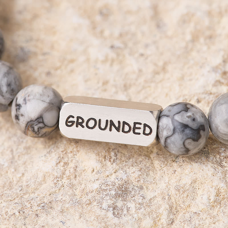 FuAttract Balance Grounding & Stability Grey Jasper Grounded Engraved Bracelet - image 3