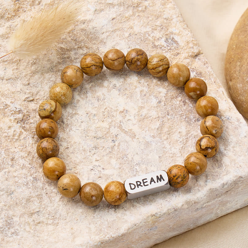 FuAttract Clarity Balance & Grounding Picture Jasper Dream Engraved Stainless Steel Bracelet - Men (18-19cm) - image 0