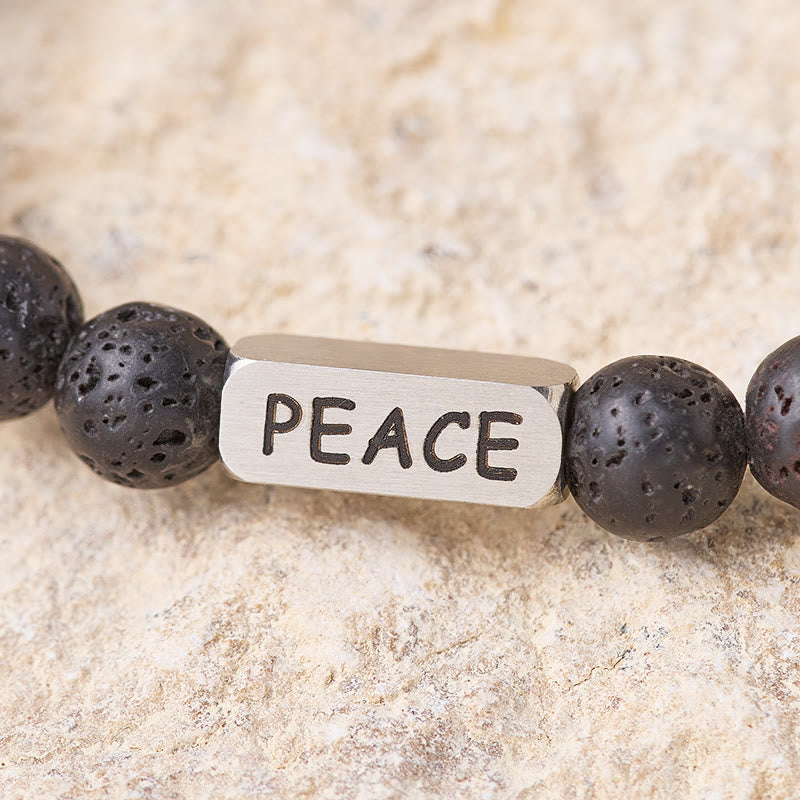 FuAttract Grounding & Calm Lava Rock Peace Engraved Crystal Healing Beaded Bracelet - image 3