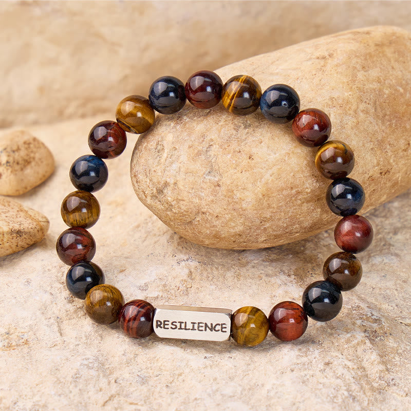 FuAttract Protection Willpower & Confidence Tri-Color Tiger's Eye Reslience Engraved Bracelet - Men (18-19cm) - image 0
