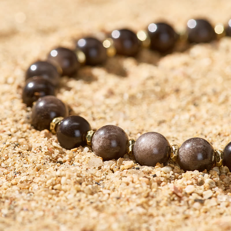 Fuattract Wishbeads Grounding & Intuition–Silver Sheen Obsidian Intention Bracelet - image 3