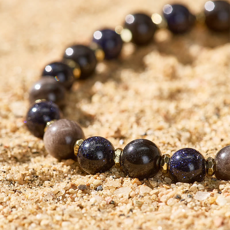 Fuattract Wishbeads Intuition & Telepathy–Blue Sandstone & Silver Sheen Obsidian Intention Bracelet - image 3