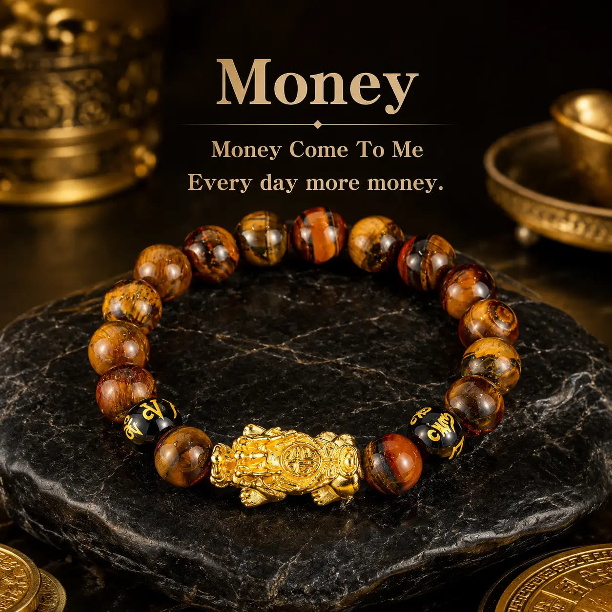 FREE Today: Protection Confidence & Wealth Tiger Eye Pixiu Crystal Healing Bracelet For Men - image 1