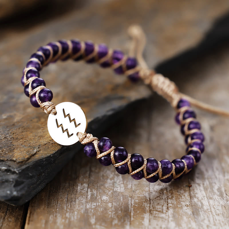 FuAttract Love Connection & Balance Natural Stone Stainless Steel Zodiac Signs Couple Bracelet - Aquarius - image 16