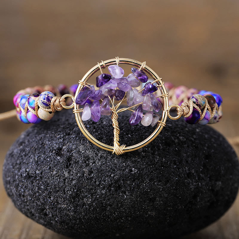 FuAttract Growth Balance & Connection Rainbow Crystal Bead Tree of Life Bracelet - Amethyst 2 - image 10